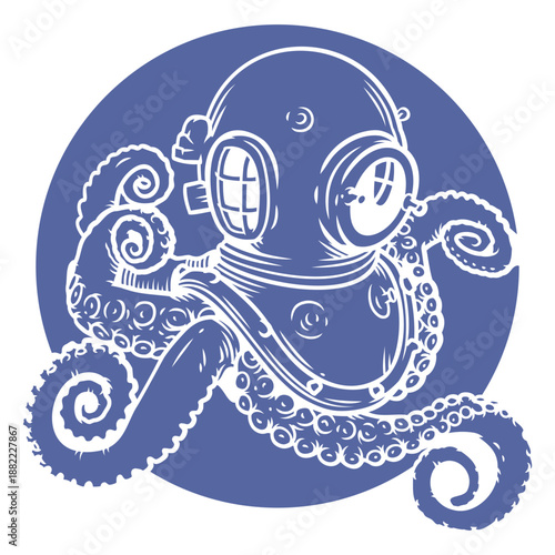 Scuba diver cut out octopus