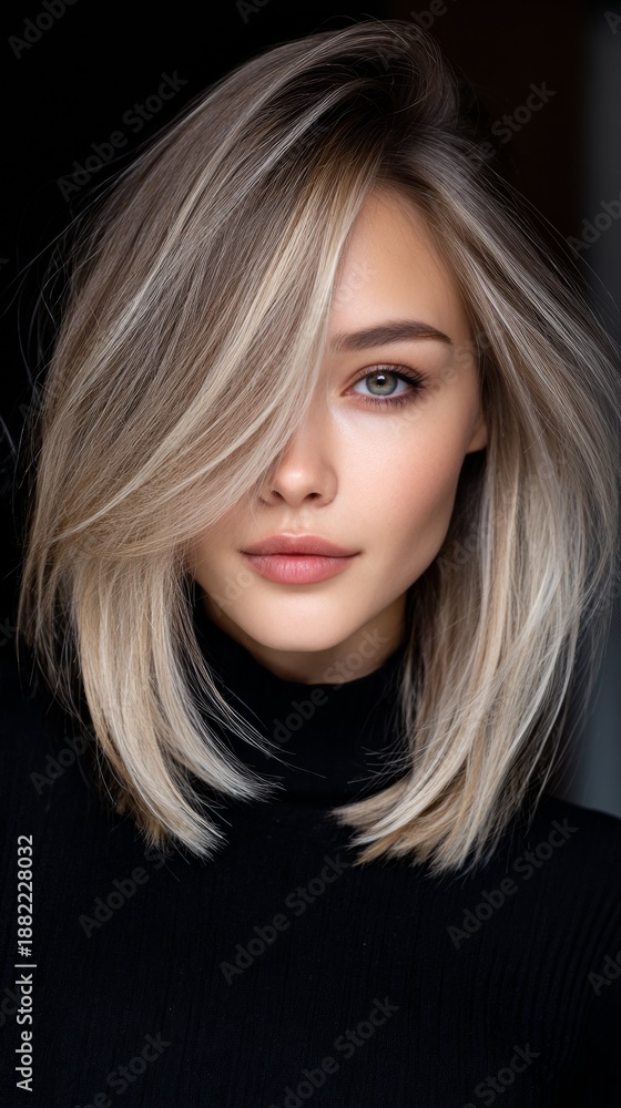 Naklejka premium Woman with blonde hair posing indoors in natural light