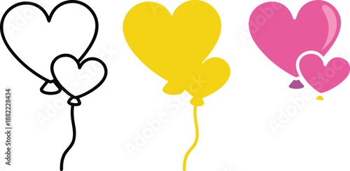 Heart Shaped Balloons in Three Styles and Colors love celebration