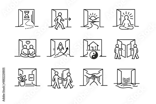 Transitions everyday mindset movement future icon living vector mindful etiquette collection