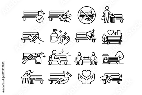Icons start vector civic hygiene care urban city seating awareness icon cleanliness