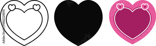 Heart Shaped Frame Icon Set illustration vector