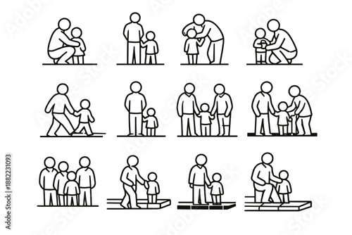 Awareness responsibility cue habit safety focus crosswalk protect urban icon icons vector