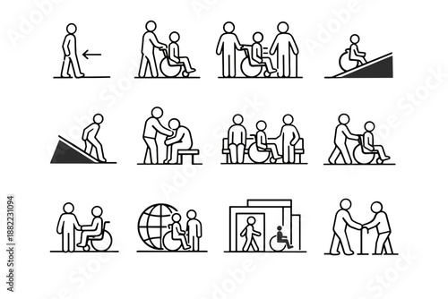 Vector users urban clarity accessibility wheelchair care shared icon step yield waiting