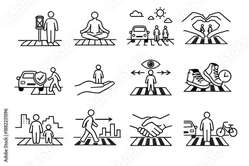 Patience traffic mindful future icons readiness public urban culture icon habits vector