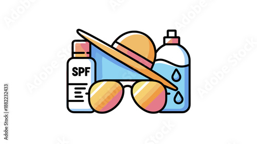 Beach essentials and summer items.