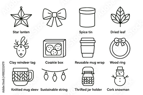 Clay friendly reclaimed gift icon decor holiday string mug lights vector eco