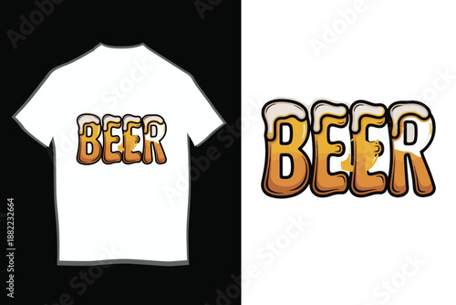 Retro 70s Style Beer Typography T-Shirt Design with Vintage Sunset Colors