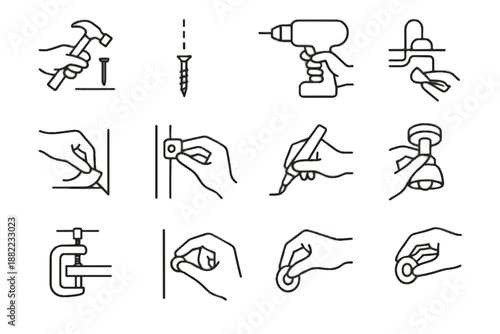 Bumper repair icon minimalist reset placement home alignment nail vector sticker bracket