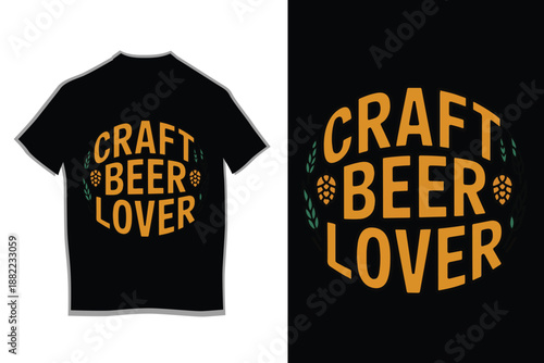 Retro Craft Beer Lover T-Shirt Design with Vintage Typography and Wheat Icons