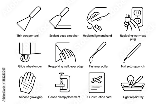 Placement wallpaper reapplying hand gentle furniture icon icons home vector repair light
