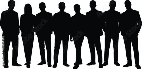 Business people silhouettes standing together, professional corporate team, leadership, teamwork, diversity, modern office workforce concept