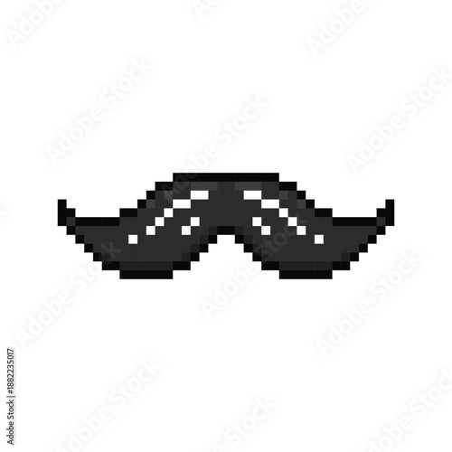 Pixel art stylish moustache graphic concept