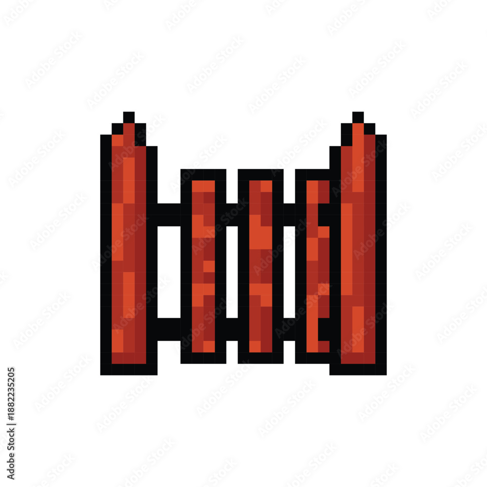 Fototapeta premium Pixel art yard fence graphic vector
