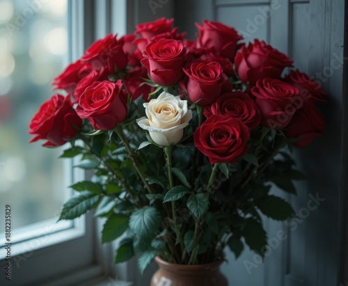 Wallpaper Mural Vibrant bouquet of red and white roses in a vase Torontodigital.ca