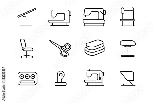 Icons compact machine icon bobbin sewing vector grip screen stand cushion ergonomic