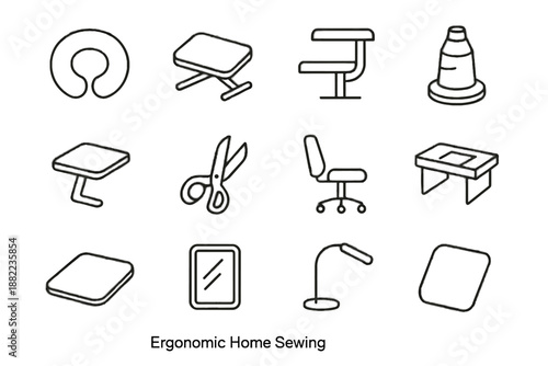 Footrest vector cone icons tray neck ergonomic modular arm surface sewing icon