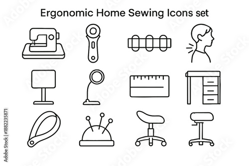 Vector icons tower icon stool ergonomic sewing backrest tool shoulder magnifier pad