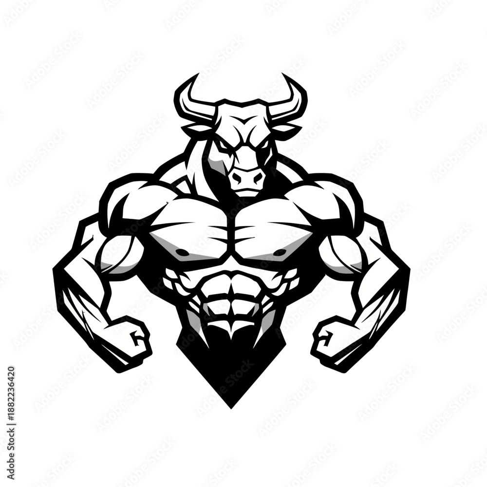 custom made wallpaper toronto digitalMuscular bull's head and powerful torso with flexed arms