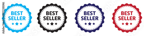 Best seller badges collection with stars for top product recognition