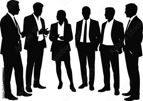 Business people silhouettes discussing teamwork meeting professional corporate group isolated on white background communication concept