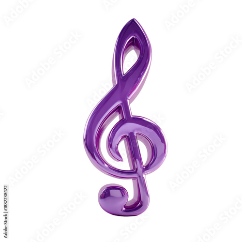 Purple treble clef music symbol closeup.