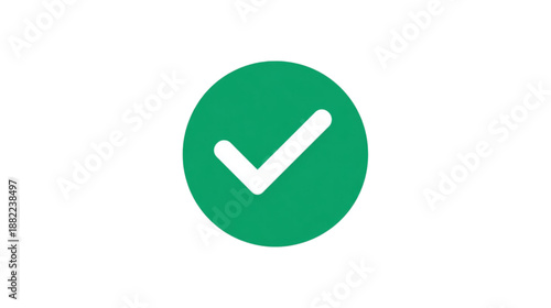 Green checkmark symbol on circle.