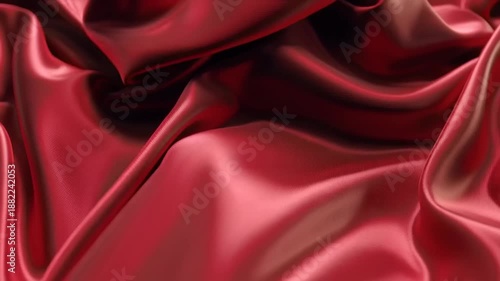 Valentine's Day: A video showcasing a luxurious red silk fabric with smooth folds and elegant drapery