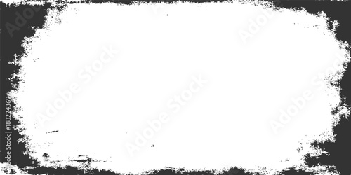 Vintage black grunge frame vector illustration featuring a dirty ink texture and splatter paint design elements for a rough artistic border