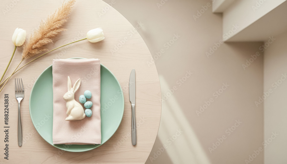Obraz premium Elegant Minimal Easter Table Setting Interior