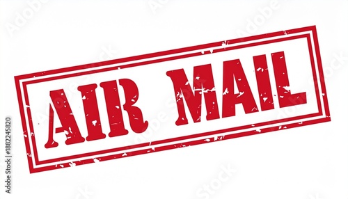Wallpaper Mural Red "AIR MAIL" Stamp with Distressed Texture and Bold White Text Torontodigital.ca