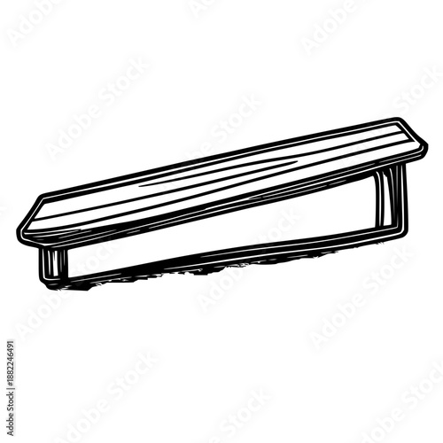 Black line art illustration of a table edge protector strip on white background, perfect for interior design graphics and product packaging