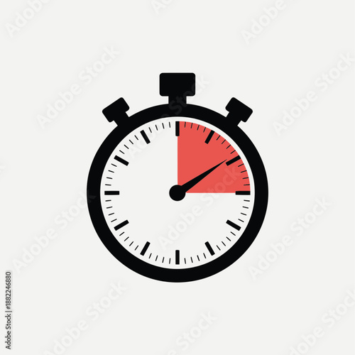 Stopwatch with red progress indicator and black hands desi