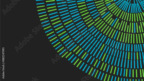 A futuristic digital artwork featuring concentric circles and vibrant colors in a high-tech environment viewed from directly above