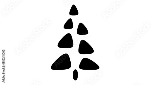 An abstract representation of a person formed by multiple black shapes arranged in a stylized figure