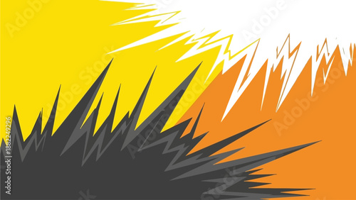 Dynamic abstract illustration of explosion, energy, motion, design, art in a vibrant, colorful, and chaotic scene from a frontal viewpoint