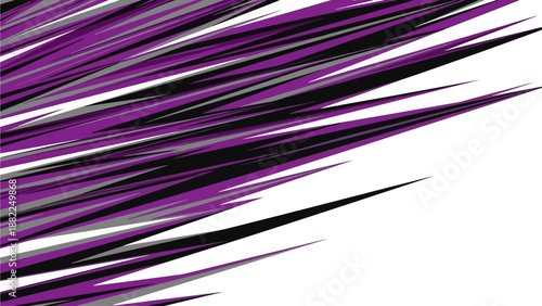 Dynamic purple and black streaks moving diagonally across a plain white background from a close-up viewpoint