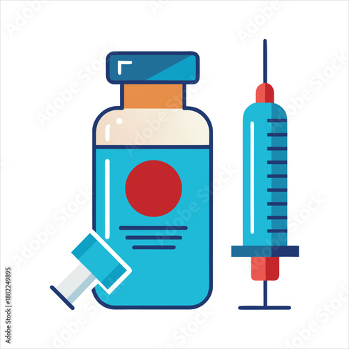 Plastic Medical Syringe Vaccine Icon Isolated Vector