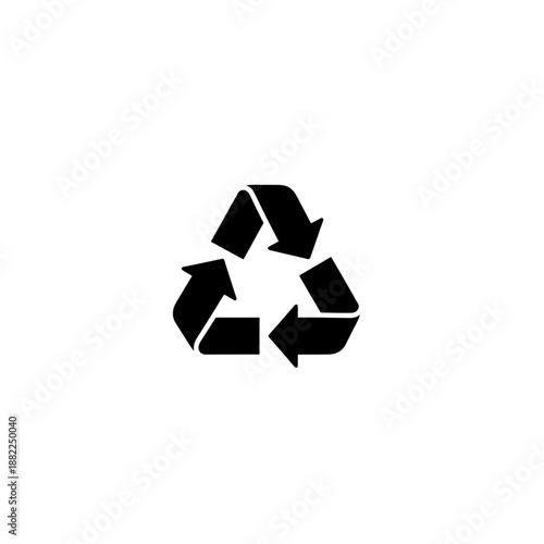 Recycle Symbol: A minimalistic, sleek black recycle symbol, representing eco-consciousness and environmental protection.