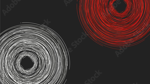 Abstract digital art featuring concentric circles in red and gray tones on a dark background, viewed from a straightforward perspective, referencing steven (280).ai