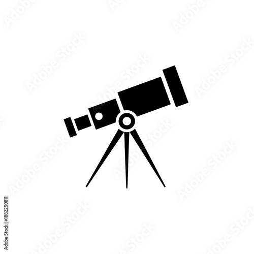 Cosmic Explorer: A stark black silhouette of a telescope stands ready, inviting exploration of the celestial realm. Awaiting the unveiling of cosmic wonders.