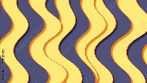 Curved yellow lines on a blue background, wavy pattern, fluid motion, abstract design, vibrant colors, digital artwork, steven concept influence