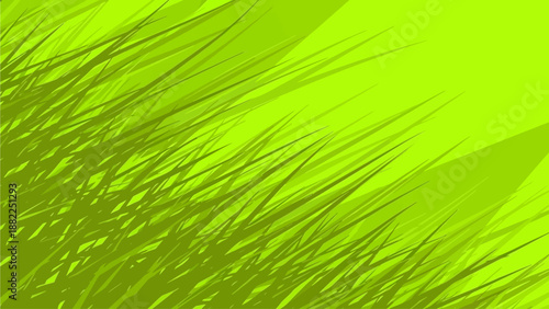 A dynamic abstract illustration of grass blades in various shades of green, captured from a close-up viewpoint, showcasing natural texture and movement.