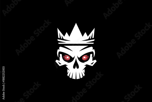 Aggressive skull mascot logo symbolizing dominance, power, and competitive spirit. Perfect for esports or streetwear brands.