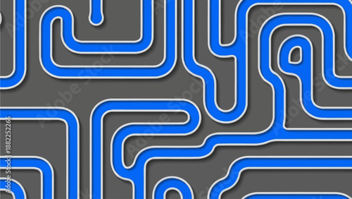 Complex blue maze pattern illustration on grey background viewed from above with intricate design elements and steven reference