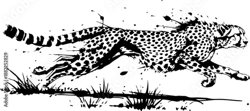 Cheetah running through the grass