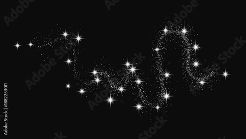 Silver glittering confetti wave and stardust