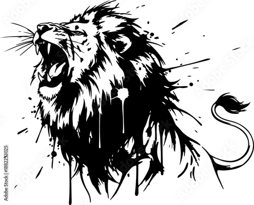 Roaring lion graphic illustration