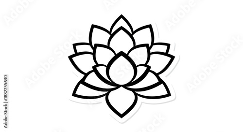 Black and white lotus flower isolated on white background symbol of purity