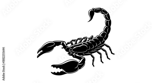 Black scorpion silhouette illustration on white background vector design